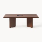 Solid Wood Oval Centre Table Dark Brown lacquered Finish - Image 4