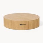 Large Round Wooden Coffee Table with Light Varnished Finish - Image 3