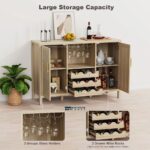 Rattan Wine Bar Cabinet with Glass Holder and Drawer Style Wine Racks - Image 3