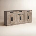 Solid Wood Sideboard Cabinet with Drawers & Storage – Rustic Grey Finish - Image 4
