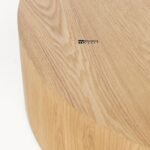 Large Round Wooden Coffee Table with Light Varnished Finish - Image 2