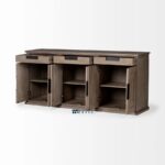 Solid Wood Sideboard Cabinet with Drawers & Storage – Rustic Grey Finish - Image 5