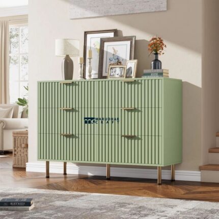 Fluted 6 Drawer Dresser with Deep Storage for Indian Bedrooms