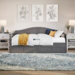 Elegant Grey Wooden Daybed with Storage Drawers