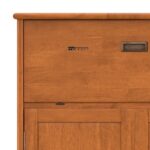 Solid Hardwood Mid Century Bar Cabinet with Bottle Storage, Stemware Rack and Metal Base - Image 3