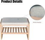 Two-Tier Solid Wood Shoe Bench with Comfortable Memory Foam Seating - Image 4