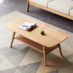 Solid Oak Wood Coffee Table with Lower Shelf Storage for Modern Living Rooms - Image 4