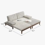 Modern Wooden Convertible Lounge Sofa with Fabric Cushions - Image 5