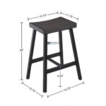 Handcrafted 26-Inch Saddle Seat Wooden Bar Stool with Footrest - Image 3