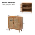 Tall 2-Door Rattan Accent Cabinet with Solid Wood Legs - Image 6