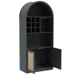 Tall Arched Bar Cabinet with Built-In Wine Rack - Image 3
