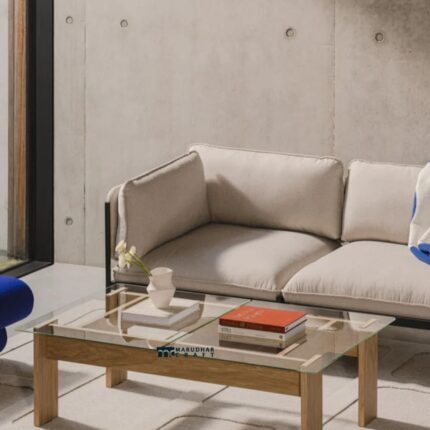 Solid Oak Wood Coffee Table for Living Room with Natural Finish