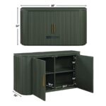Modern Fluted Sideboard Cabinet with Storage – Dark Green Finish - Image 2