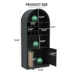 Tall Arched Bar Cabinet with Built-In Wine Rack - Image 5
