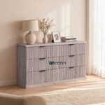 Wide 6 Drawer Double Dresser with Fluted Panels for Indian Bedrooms - Image 2