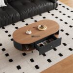 Solid Wood Frame Single Coffee Table with Built-In Storage for Living Room - Image 2