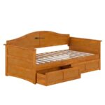 Rustic Oak Wooden Daybed with Storage Drawers - Image 3