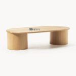 Solid Oak Wood Oval Coffee Table for Living Room with Natural Grain - Image 3