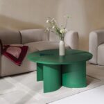 Modern Coffee Table in Steel green with powder coating, particleboard with oak veneer