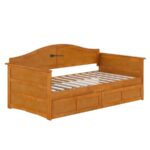 Rustic Oak Wooden Daybed with Storage Drawers - Image 4