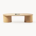 Solid Oak Wood Oval Coffee Table for Living Room with Natural Grain - Image 4
