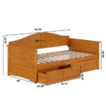 Rustic Oak Wooden Daybed with Storage Drawers - Image 5