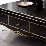 Mid-Century Modern Fluted Oval Coffee Table with Storage Drawer - Image 4