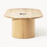 Solid Oak Wood Oval Coffee Table for Living Room with Natural Grain - Image 5