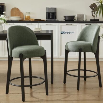 Premium Upholstered Counter Stools with Solid Wood Base