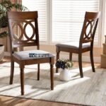 Upholstered Oak Side Chairs with Solid Wood Frame and Comfortable Cushioning – Set of Two