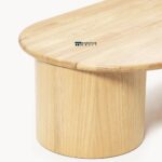 Solid Oak Wood Oval Coffee Table for Living Room with Natural Grain - Image 2