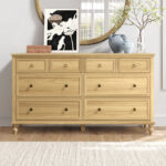 Solid Wood Eight-Drawer Storage Chest for Bedroom, Living Spaces