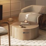 Solid Wood Round Coffee Table Walnut Color