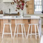 Solid Wood Bar Chair with Backrest for Kitchen Counter & Bar – White Finish