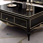 Mid-Century Modern Fluted Oval Coffee Table with Storage Drawer - Image 2