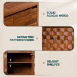 Solid Wood Designer Sideboard Cabinet with 3D Geometric Front – Walnut Finish - Image 4