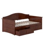Warm Walnut Wooden Daybed with Storage Drawers - Image 4