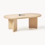 Solid Wood Oval Coffee Table for Living Room with Smooth Natural Finish - Image 4