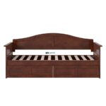 Warm Walnut Wooden Daybed with Storage Drawers - Image 5