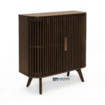 2-Door Mid-Century Wood Cabinet 37 Inch with Adjustable Shelves - Image 3