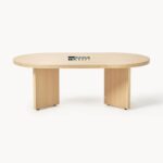 Solid Wood Oval Coffee Table for Living Room with Smooth Natural Finish - Image 5