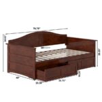 Warm Walnut Wooden Daybed with Storage Drawers - Image 2