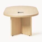 Solid Wood Oval Coffee Table for Living Room with Smooth Natural Finish - Image 2