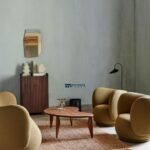 Organic Shaped Walnut Wood Coffee Table for Living Room