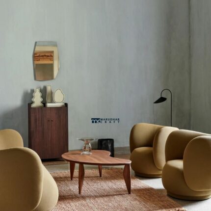 Organic Shaped Walnut Wood Coffee Table for Living Room