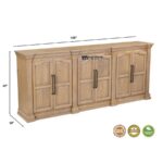 Solid Wood Sideboard Cabinet with Classic Panel Doors – Natural Oak Finish - Image 2