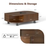 Wooden Coffee Table with Storage and Fluted Sliding Doors - Image 4