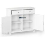 Solid Wood Bar Cabinet with 2 Shelves and 2 Storage Drawers - Image 2