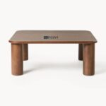 Solid Oak Wood Coffee Table Dark brown lacquered - Image 4