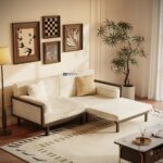 Contempo Cane Arm Wooden Sofa with Chaise Extension